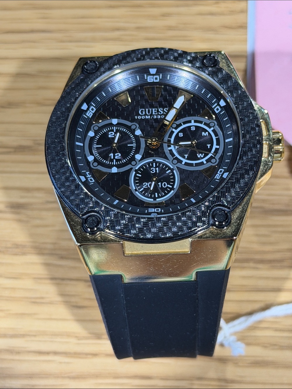 GUESS Black and Gold Men's Multifunction Chronograph Watch